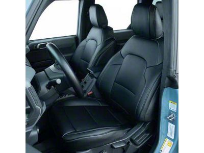 Premium Artificial Leather Front and Rear Seat Covers; All Black (21-25 Bronco 4-Door w/o MOLLE Panel)