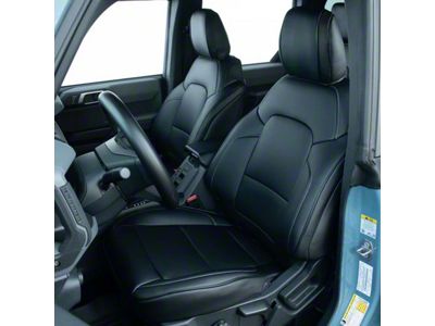 Premium Artificial Leather Front and Rear Seat Covers; All Black (21-25 Bronco 2-Door w/ Front Seat MOLLE Panel)