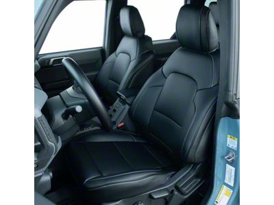 Premium Artificial Leather Front and Rear Seat Covers; All Black (21-25 Bronco 4-Door w/ Front Seat MOLLE Panel)