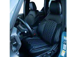 Kustom Interior Premium Artificial Leather Front and Rear Seat Covers; All Black with Double Hex Stitch Accent Insert (21-26 Bronco 4-Door w/o MOLLE Panel)