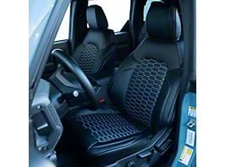 Premium Artificial Leather Front and Rear Seat Covers; All Black with Double Hex Stitch Accent Insert (21-25 Bronco 2-Door w/ Front Seat MOLLE Panel)