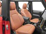 Premium Artificial Leather Front and Rear Seat Covers; All Brown with Double Hex Stitch Accent Insert (21-25 Bronco 4-Door w/ Front Seat MOLLE Panel)