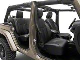Kustom Interior Premium Artificial Leather Front and Rear Seat Covers; All Black (13-18 Jeep Wrangler JK)