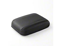 Kustom Interior Premium Artificial Leather Center Console Lid Armrest Cover; Black with White Stitching (16-23 Tacoma)