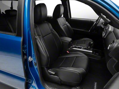 Premium Artificial Leather Front and Rear Seat Covers; All Black (16-23 Tacoma Double Cab)