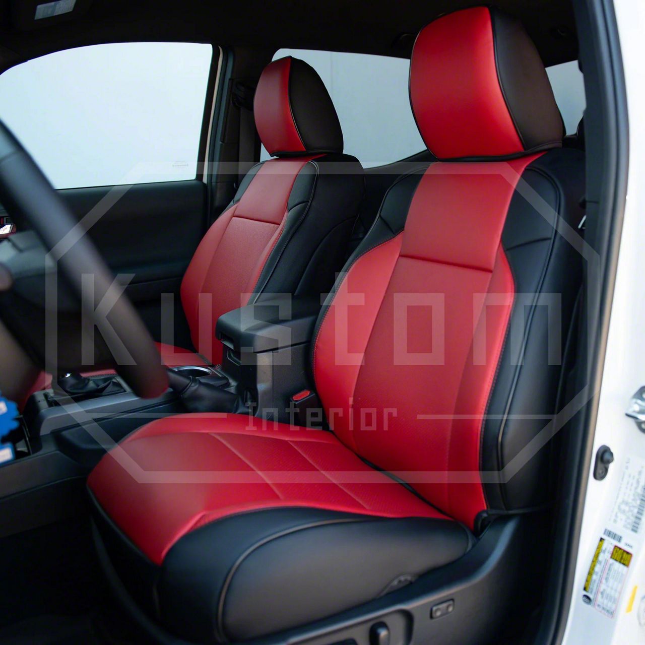 Tacoma Premium Artificial Leather Front and Rear Seat Covers Black with Red Accent 16 23 Tacoma Double Cab Free Shipping
