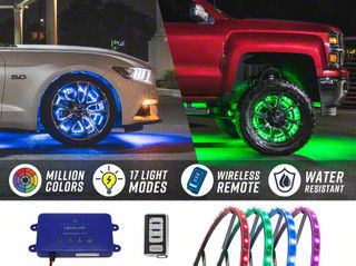 LEDGlow Toyota 4-Runner Million Color Wheel Ring Lighting Kit; 14 And