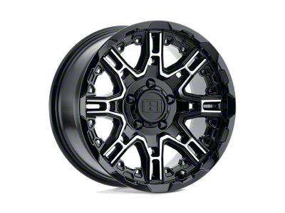 Level 8 Wheels Slingshot Gloss Black with Machined Face Wheel; 17x8.5; -10mm Offset (18-25 Jeep Wrangler JL)