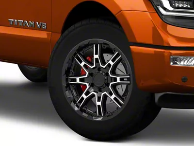 Level 8 Wheels Slingshot Gloss Black Machined 6-Lug Wheel; 20x11.5; -44mm Offset (17-24 Titan)