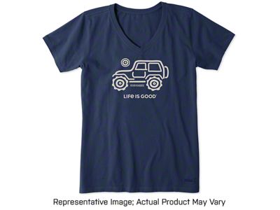 Life is Good Women's Native Off Road Crusher Vee T-Shirt - Green