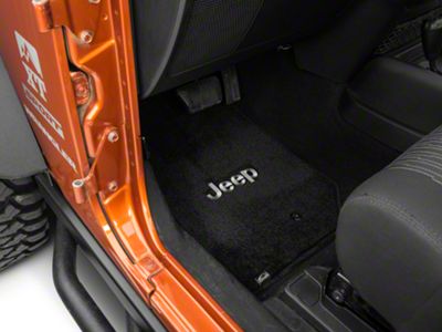 Lloyd Ultimat Front and Rear Floor Mats with Jeep Logo; Black (07-10 Jeep Wrangler JK 2-Door)