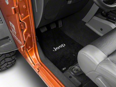 Lloyd Ultimat Front and Rear Floor Mats with Jeep Logo; Black (07-10 Jeep Wrangler JK 4-Door)
