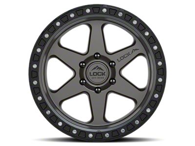 Lock Off-Road Olympus Matte Grey with Matte Black Ring 6-Lug Wheel; 18x9; 1mm Offset (04-15 Titan)