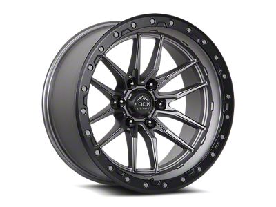 Lock Off-Road Krawler Matte Grey with Matte Black Ring 6-Lug Wheel; 17x9; 1mm Offset (22-25 Bronco Raptor)