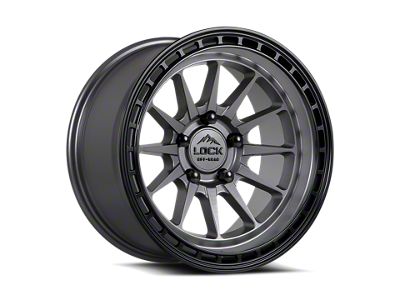 Lock Off-Road Baja Matte Grey with Matte Black Ring Wheel; 17x8; 40mm Offset (84-01 Jeep Cherokee XJ)