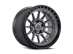 Lock Off-Road Baja Matte Grey with Matte Black Ring Wheel; 17x8; 40mm Offset (87-95 Jeep Wrangler YJ)