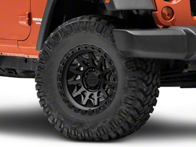 Lock Off-Road Lunatic Matte Black with Matte Black Ring Wheel; 17x9; -12mm Offset (07-18 Jeep Wrangler JK)