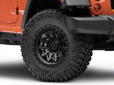Lock Off-Road Lunatic Matte Black with Matte Black Ring Wheel; 18x9; -12mm Offset (07-18 Jeep Wrangler JK)