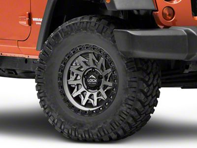 Lock Off-Road Lunatic Matte Grey with Matte Black Ring Wheel; 17x9; -12mm Offset (07-18 Jeep Wrangler JK)