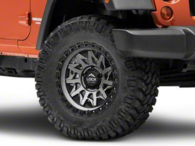 Lock Off-Road Lunatic Matte Grey with Matte Black Ring Wheel; 18x9; 1mm Offset (07-18 Jeep Wrangler JK)