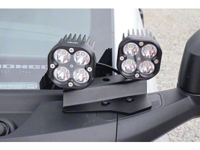 LoD Offroad Black Ops Double A-Pillar Base Light Mounts; Black Texture (21-25 Bronco)