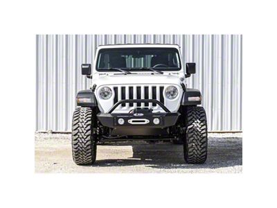 LoD Offroad Signature Series Shorty Front Bumper with Bull Bar for Warn Power Plant Winch Only; Black Texture (20-25 Jeep Gladiator JT)