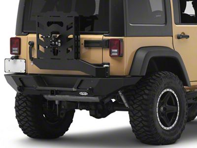 LoD Offroad Destroyer Full-Width Rear Bumper with Tire Carrier; Black Texture (07-18 Jeep Wrangler JK)