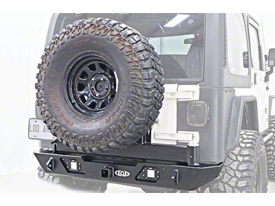 LoD Offroad Destroyer Rear Bumper with Tire Carrier; Black Texture (87-06 Jeep Wrangler YJ & TJ)