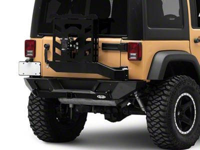 LoD Offroad Destroyer Shorty Rear Bumper with Tire Carrier; Black Texture (07-18 Jeep Wrangler JK)
