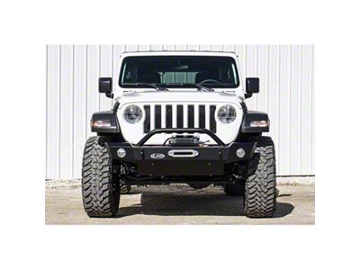 LoD Offroad Signature Series Mid Width Front Bumper with Bull Bar for Warn Power Plant Winch Only; Black Texture (18-25 Jeep Wrangler JL)