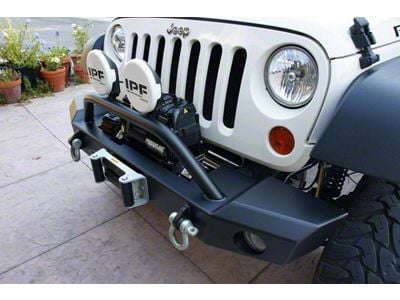 LoD Offroad Signature Series Mid-Width Front Bumper with Bull Bar for Warn Power Plant Winch Only; Black Texture (07-18 Jeep Wrangler JK)