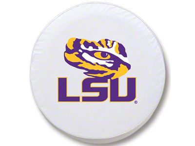 Louisiana State University Spare Tire Cover; White (66-18 Jeep CJ5, CJ7, Wrangler YJ, TJ & JK)