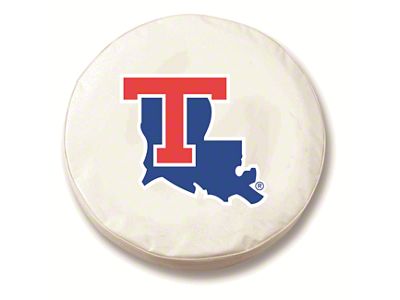 Louisiana Tech University Spare Tire Cover; White (66-18 Jeep CJ5, CJ7, Wrangler YJ, TJ & JK)