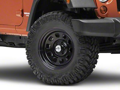 Mammoth D Window Black Steel Wheel; 17x9; -6mm Offset (07-18 Jeep Wrangler JK)