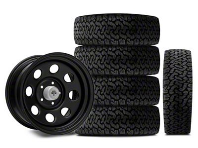 Mammoth D Window Black Steel 15x8 Wheel and BF Goodrich All Terrain TA KO2 35x12.50R15 Tire Kit (87-06 Jeep Wrangler YJ & TJ)