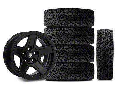 Mammoth Boulder Black 15x8 Wheel and BF Goodrich All Terrain TA KO2 35x12.50R15 Tire Kit (87-06 Jeep Wrangler YJ & TJ)
