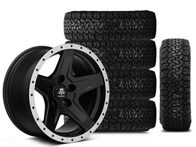 Mammoth Boulder Simulated Beadlock Style Black 17x9 Wheel and BF Goodrich All Terrain TA KO2 315/70R17 Tire Kit (07-18 Jeep Wrangler JK)