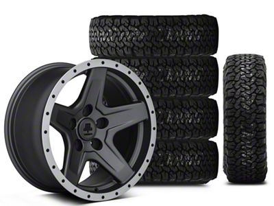 Mammoth Boulder Simulated Beadlock Style Charcoal 17x9 Wheel and BF Goodrich All Terrain TA KO2 315/70R17 Tire Kit (07-18 Jeep Wrangler JK)