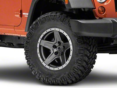 Mammoth Boulder Simulated Beadlock Style Charcoal Wheel; 17x9; -6mm Offset (07-18 Jeep Wrangler JK)