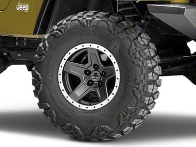 Mammoth Boulder Simulated Beadlock Style Charcoal Wheel; 15x8; -19mm Offset (97-06 Jeep Wrangler TJ)