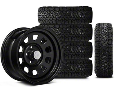 Mammoth D Window Black Steel 17x9 Wheel and BF Goodrich All Terrain TA KO2 315/70R17 Tire Kit (07-18 Jeep Wrangler JK)