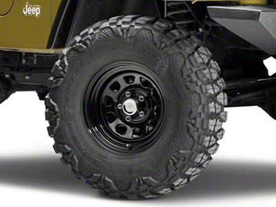 Mammoth D Window Black Steel Wheel; 15x8; -19mm Offset (97-06 Jeep Wrangler TJ)