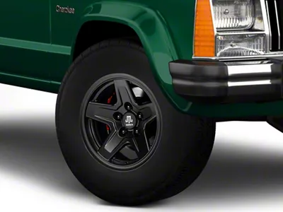 Mammoth Boulder Matte Black Wheel; 15x8; -19mm Offset (84-01 Jeep Cherokee XJ)