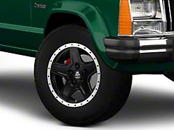 Mammoth Boulder Simulated Beadlock Style Black Wheel; 16x8; 0mm Offset (84-01 Jeep Cherokee XJ)