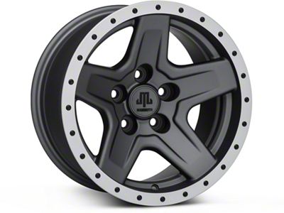 Mammoth Boulder Simulated Beadlock Style Charcoal Wheel; 15x8; -19mm Offset (84-01 Jeep Cherokee XJ)