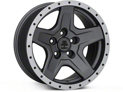 Mammoth Boulder Simulated Beadlock Style Charcoal Wheel; 16x8; 0mm Offset (84-01 Jeep Cherokee XJ)