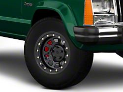 Mammoth D-Window Simulated Beadlock Gloss Black Wheel; 15x8; -19mm Offset (84-01 Jeep Cherokee XJ)