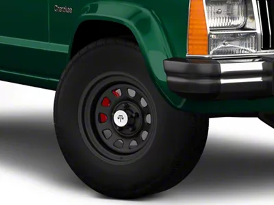 Mammoth D Window Steel Matte Black Wheel; 15x8; -19mm Offset (84-01 Jeep Cherokee XJ)