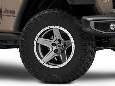 Mammoth Boulder Simulated Beadlock Style Charcoal Wheel; 17x9; -6mm Offset (20-25 Jeep Gladiator JT)