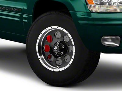 Mammoth 8 Simulated Beadlock Style Black Wheel; 16x8; 0mm Offset (99-04 Jeep Grand Cherokee WJ)